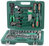 Набор инструментов в кейсе Hans TK-158E, 158 предметов, 1/2", 1/4", с трещоткой