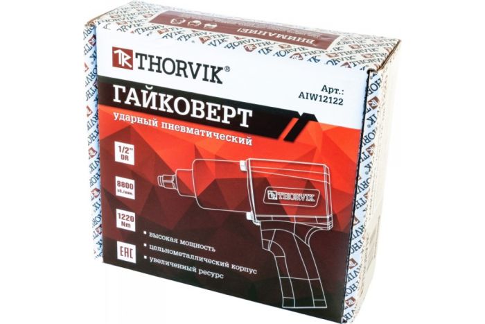 Пневмогайковерт ударный Thorvik AIW12122, 1/2", легковой, 1220 Нм