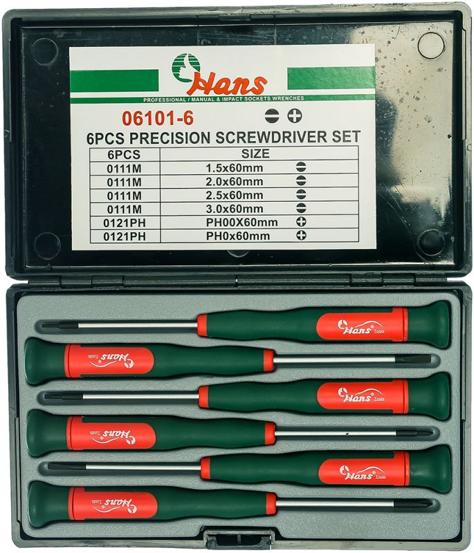Набор отверток для точной механики Hans 06101-6, SL, PX, 6 предметов