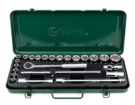 Набор торцевых головок Hex с трещоткой Hans 4626M, 1/2", 8-32мм, 24 предмета