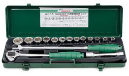 Набор торцевых головок с трещоткой Hans 4619M, 1/2", 9-27мм, 16 предметов