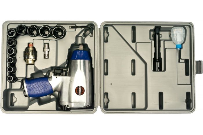 Пневмогайковерт ударный Sumake ST-M1001K, 1/2", с набором головок, легковой, 378 Нм