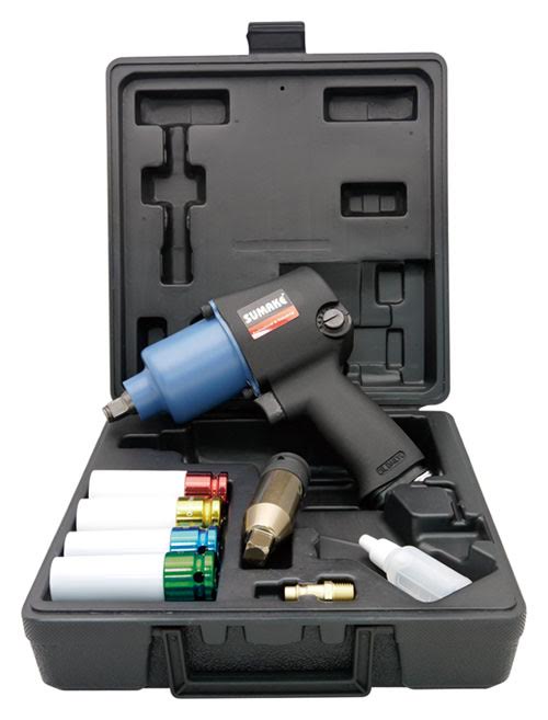 Пневмогайковерт ударный Sumake ST-5544SHK, 1/2", легковой, 624 Нм, с набором головок