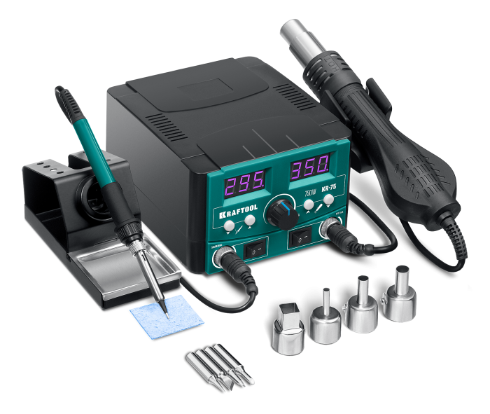 Ремонтная паяльная станция KRAFTOOL KR-75, 100-480°С, 750 Вт