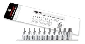 Набор торцевых головок 1/2" TORX T20-T70 L=55 мм на планке 10 предметов TOPTUL