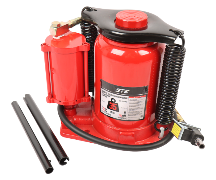 Домкрат бутылочный пневмогидравлический 35т GTE GTE-TQ35002, 255-405мм