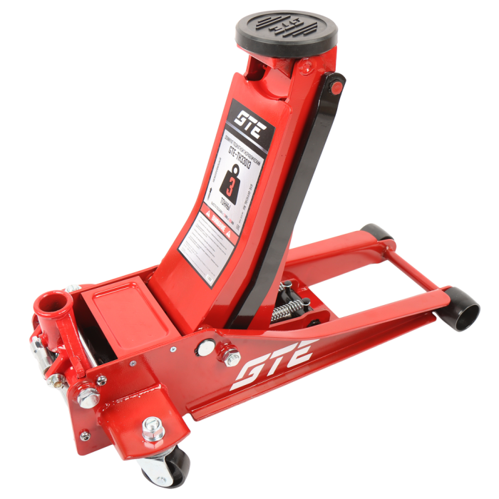 Домкрат гидравлический подкатной 3т GTE GTE-TH33013, 75-505мм, двухпоршневой, низкопрофильный