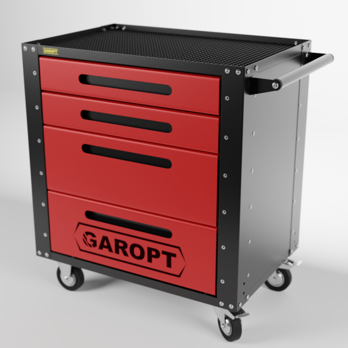 Тележка инструментальная Garopt Low-cost GT4.RED, закрытая, 4 ящика