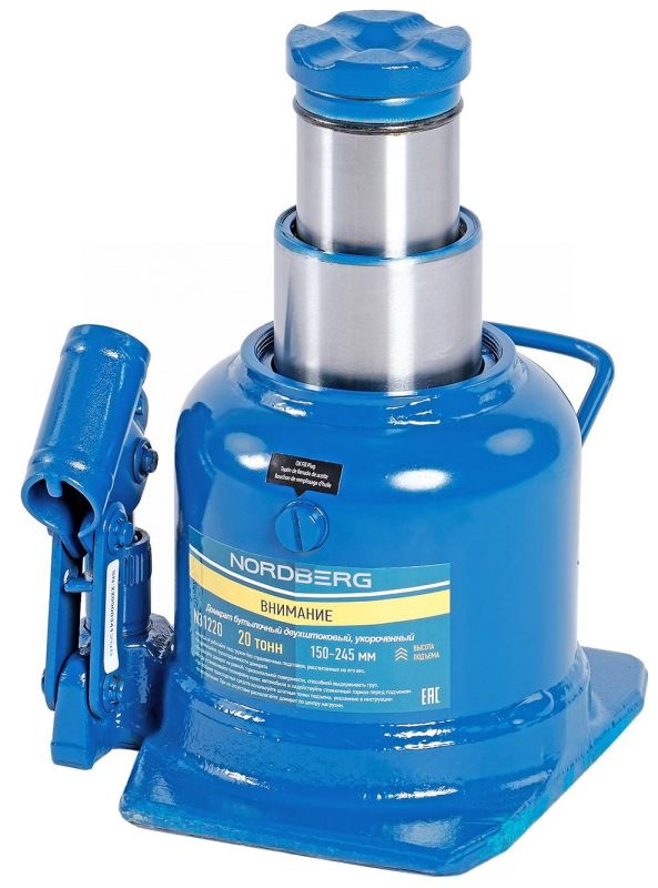 Домкрат бутылочный двухштоковый 20 тонн Nordberg N31220, короткий