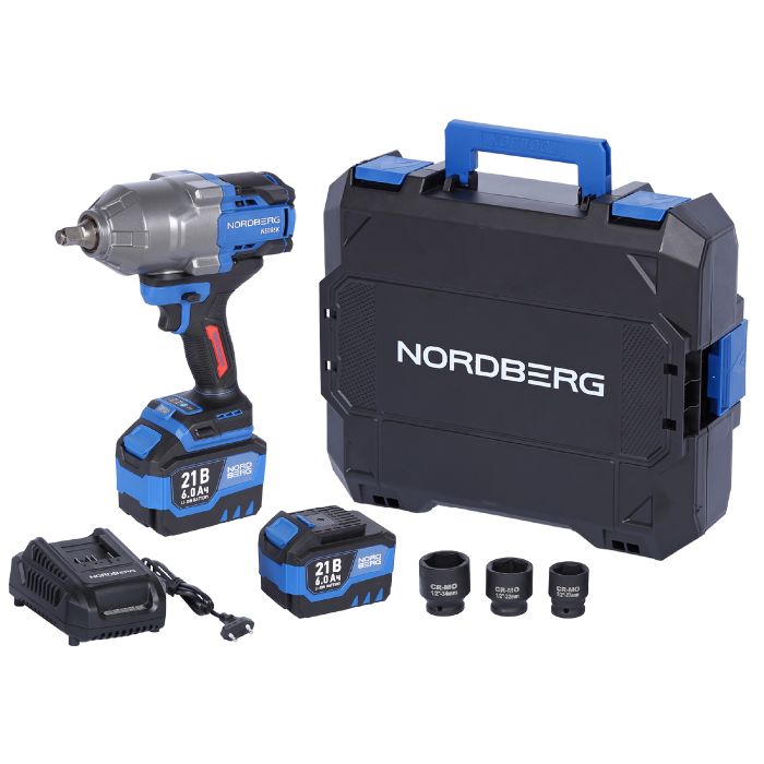 Гайковерт аккумуляторный ударный NORDBERG NE806K-1/2, 1/2", 1500 Нм, в кейсе