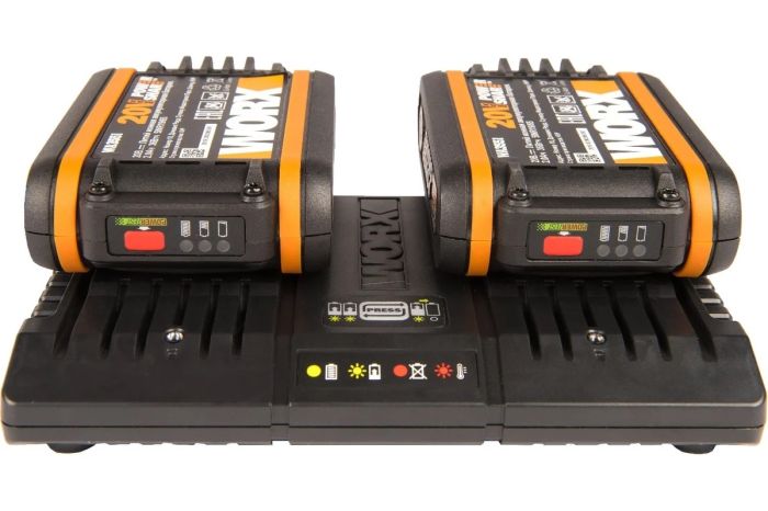 Комплект двойное зарядное устройство WORX WA3869 + 2 АКБ 2.0 А/ч