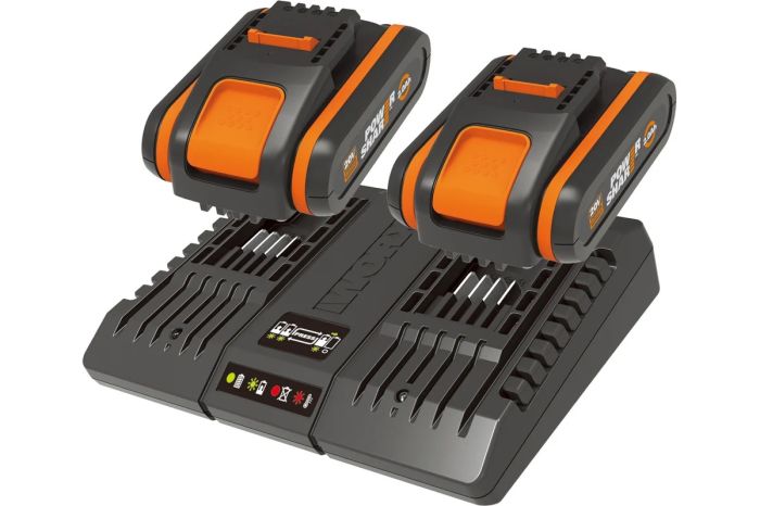 Комплект двойное зарядное устройство WORX WA3869 + 2 АКБ 2.0 А/ч