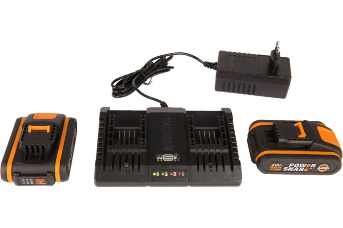 Комплект двойное зарядное устройство WORX WA3869 + 2 АКБ 2.0 А/ч