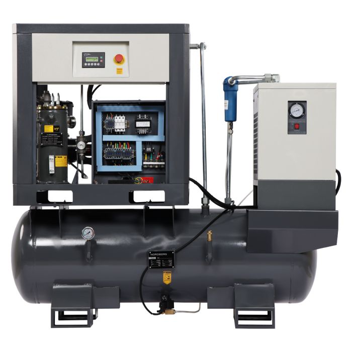 Винтовой компрессор Nordberg NCL10RD, прямой привод, 10 бар, IP55, 1000л/мин, 350л, 7,5кВт, осушитель