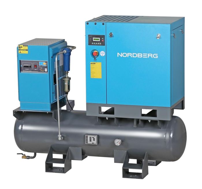 Винтовой компрессор Nordberg NCC10RD, прямой привод, 10 бар, IP55, 900л/мин, 260л, с осушителем
