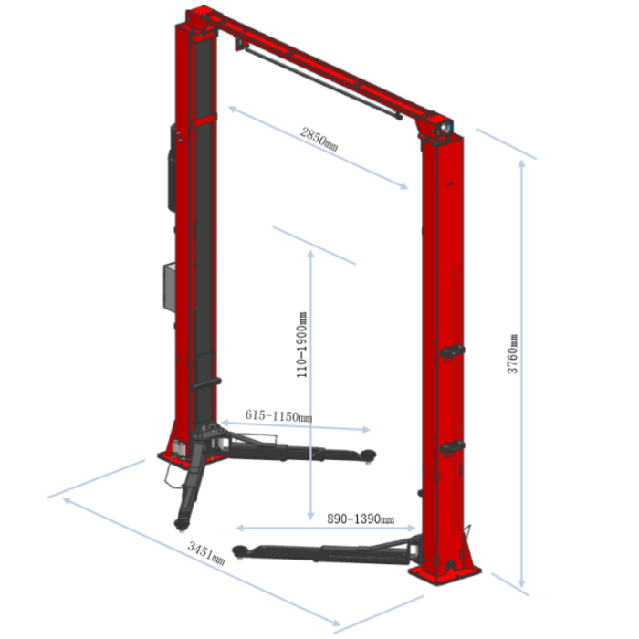 Подъемник двухстоечный автомобильный 4 тонны GTE GTE-B202, электрогидравлический, 380В