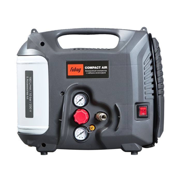Компрессорный набор Fubag Compact Air, прямой безмасляный 220В, 180 л/мин, + 5 предметов