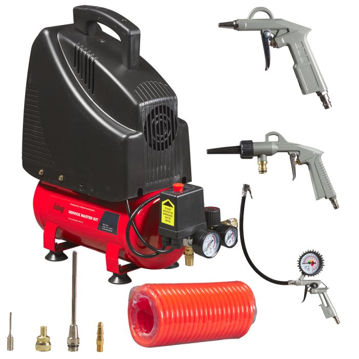 Компрессорный набор Fubag Service Master Kit, прямой безмасляный, 220В, 180л/мин, + 6 пр.