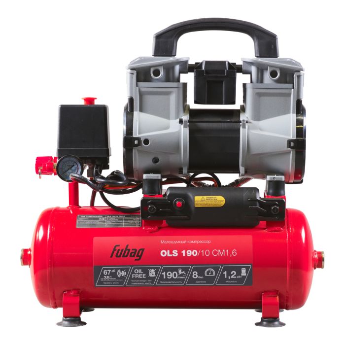 Поршневой компрессор Fubag OLS 190/10 CM1.6, прямой безмасляный, 220В, 190л/мин, 10л