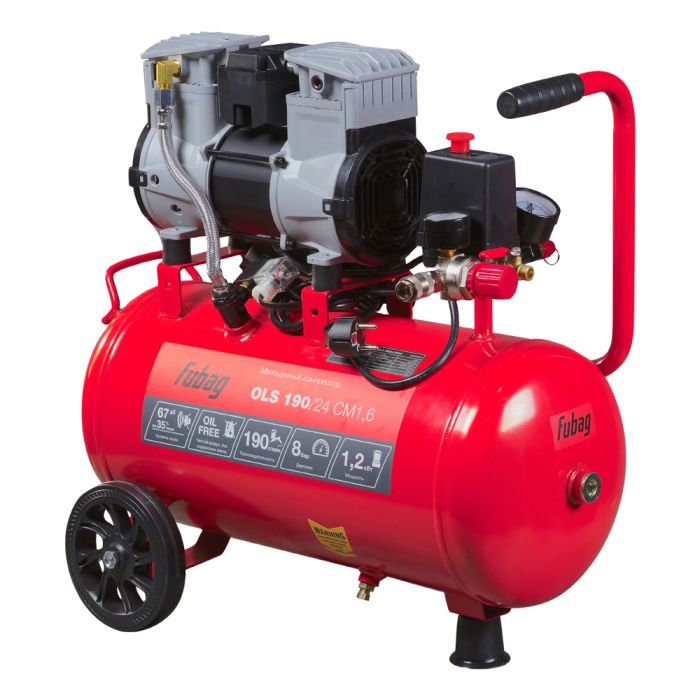 Поршневой компрессор Fubag OLS 190/24 CM1.6, прямой безмасляный, 220В, 190л/мин, 24л