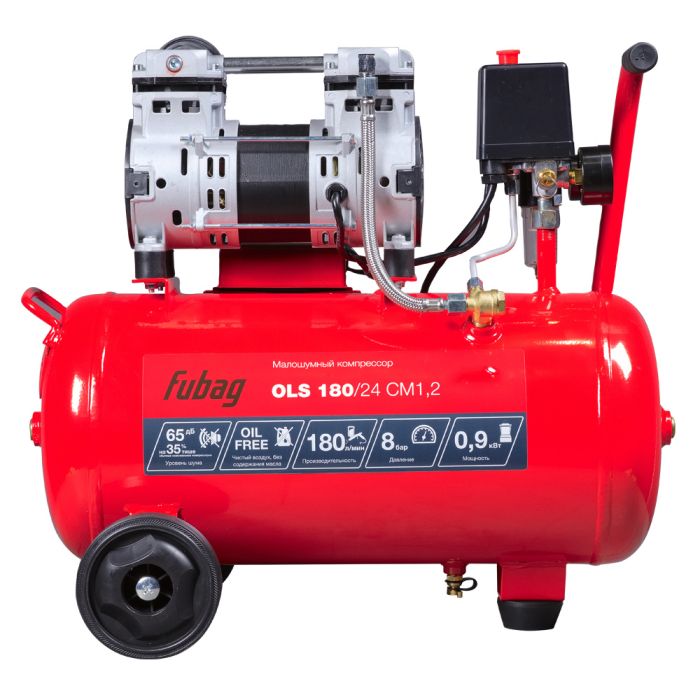 Поршневой компрессор Fubag OLS 180/24 CM1.2, прямой безмасляный, 220В, 180л/мин, 24л