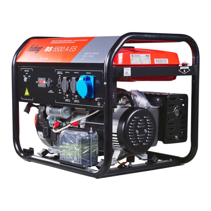 Бензиновый генератор с электростартером Fubag BS 5500 A ES, с коннектором автоматики, 220В, 21,7А