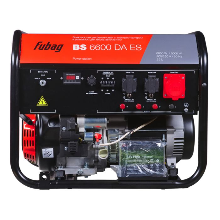 Бензиновый генератор с электростартером Fubag BS 6600 DA ES, с коннектором автоматики, 380В, 8,7А/10,9А