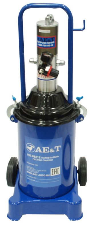 Нагнетатель смазки (солидолонагнетатель) AE&T HG-68212, пневматический, 12 литров