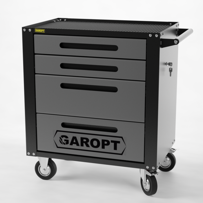 Тележка инструментальная Garopt Standart GTS4.GREY, закрытая, 4 ящика, с доводчиками