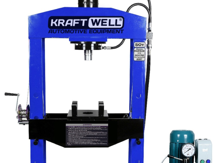 Пресс электрогидравлический 50 тонн KraftWell KRWPR50E, напольный, гаражный