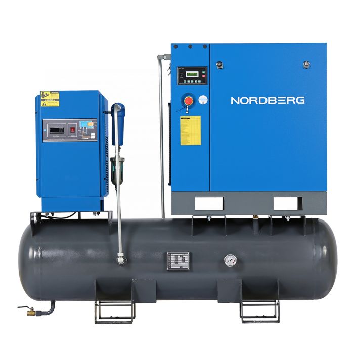 Винтовой компрессор Nordberg NCC10RD, прямой привод, 10 бар, IP55, 900л/мин, 260л, с осушителем