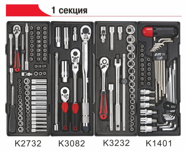 Тележка инструментальная с набором инструментов 344шт. JTC-3931+344, закрытая, 7 ящиков