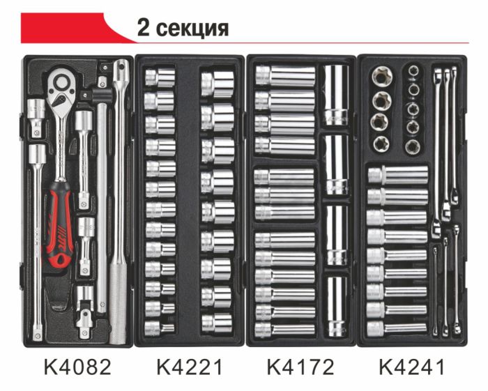 Тележка инструментальная с набором инструментов 344шт. JTC-5021+344, закрытая, 7 ящиков