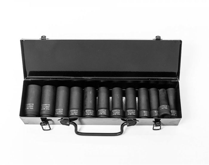 Набор головок ударных глубоких ROSSVIK ST237, 1/2", 10-24мм, L-78мм, 12пр.