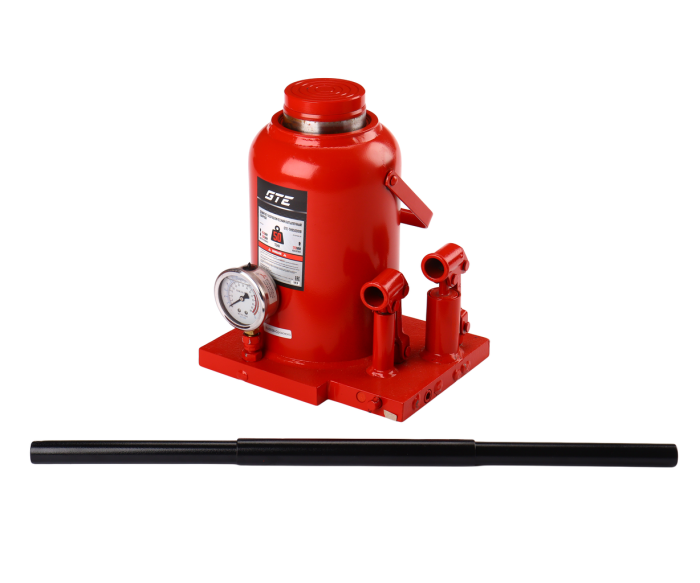 Домкрат бутылочный гидравлический 50т GTE GTE-TH950001B, 280-450мм, 2-х плунжерный
