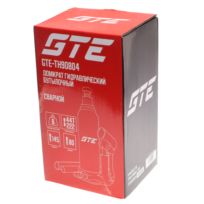 Домкрат бутылочный гидравлический 8т GTE GTE-TH90804, 222-447мм