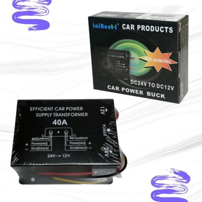 Инвертор автомобильный преобразователь из 24В в 12В, 40A