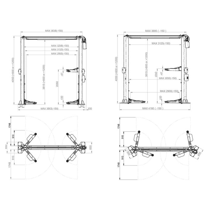 Подъемник двухстоечный автомобильный 5,5 тонны BRIGHT BETA 55, электрогидравлический, 380В
