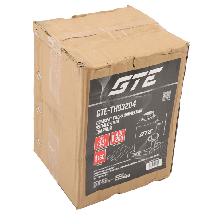 Домкрат бутылочный гидравлический 32т GTE GTE-TH93204, 260-420мм