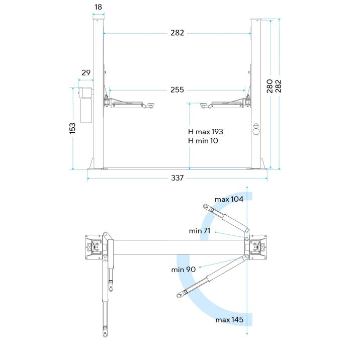 Подъемник двухстоечный автомобильный 4 тонны STX STX40TT_380, электрогидравлический, 380В