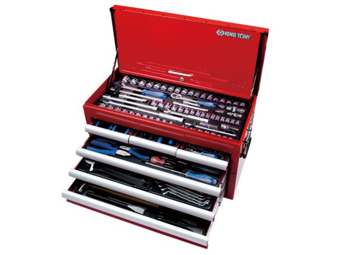 Набор инструментов в ящике King Tony 911-000CR, универсальный, 219 предметов, с трещоткой, 1/4", 1/2", 3/8"