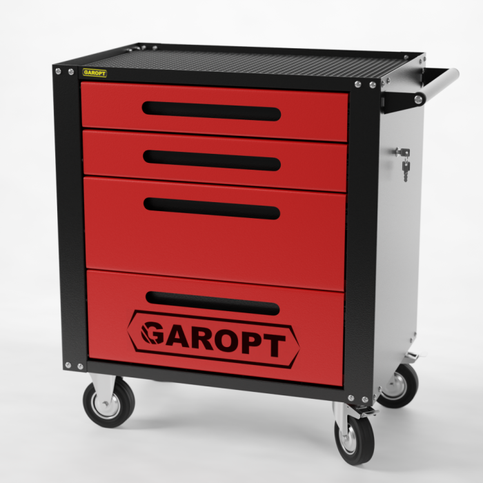 Тележка инструментальная Garopt Standart GTS4.RED, закрытая, 4 ящика, с доводчиками