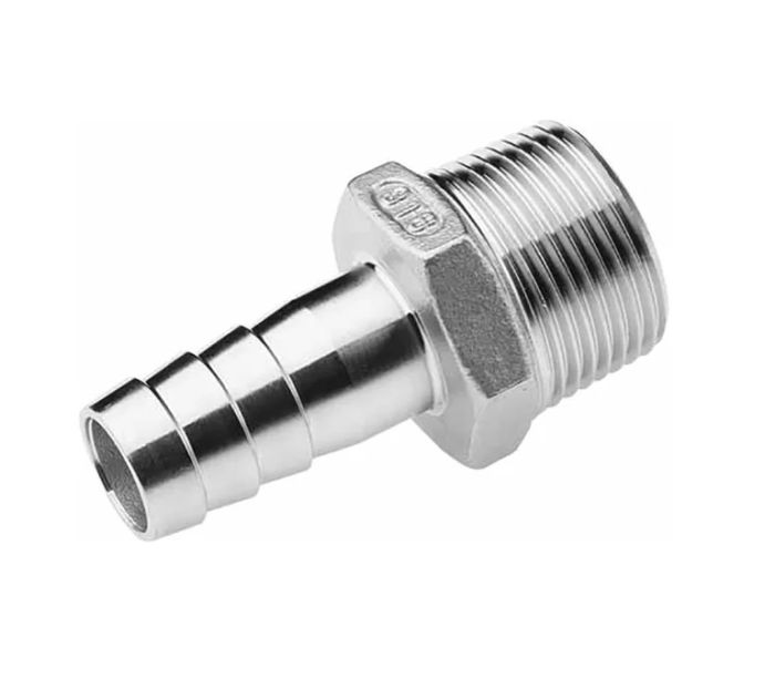 Штуцер 1 1/2"М х 38мм нержавеющая сталь, ёлочка