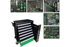 Тележка инструментальная ROCKFORCE RF-55300-G+12, закрытая, 7 ящиков, с инструментом 274+12пр.