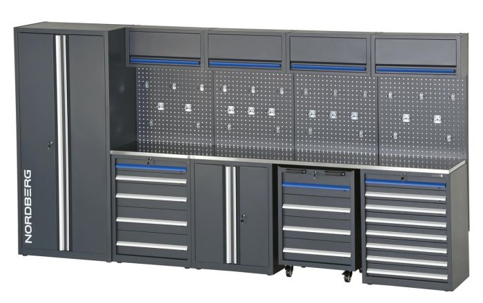 Верстак слесарный Nordberg TT116, в наборе мебели, с экраном, ящиками, тележкой