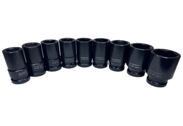 Набор длинных ударных головок 6-гр. STANKO CS1239, 1", 27-50мм, 9шт.