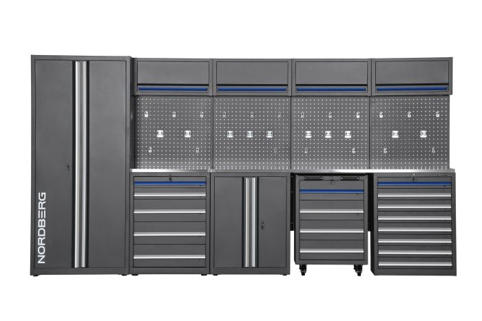 Верстак слесарный Nordberg TT116, в наборе мебели, с экраном, ящиками, тележкой