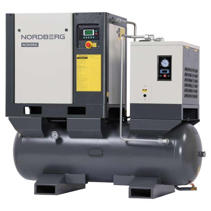 Винтовой компрессор Nordberg NCN10RD, прямой привод, 10 бар, IP55, 950л/мин, 7,5кВт, 300л, с осушителем