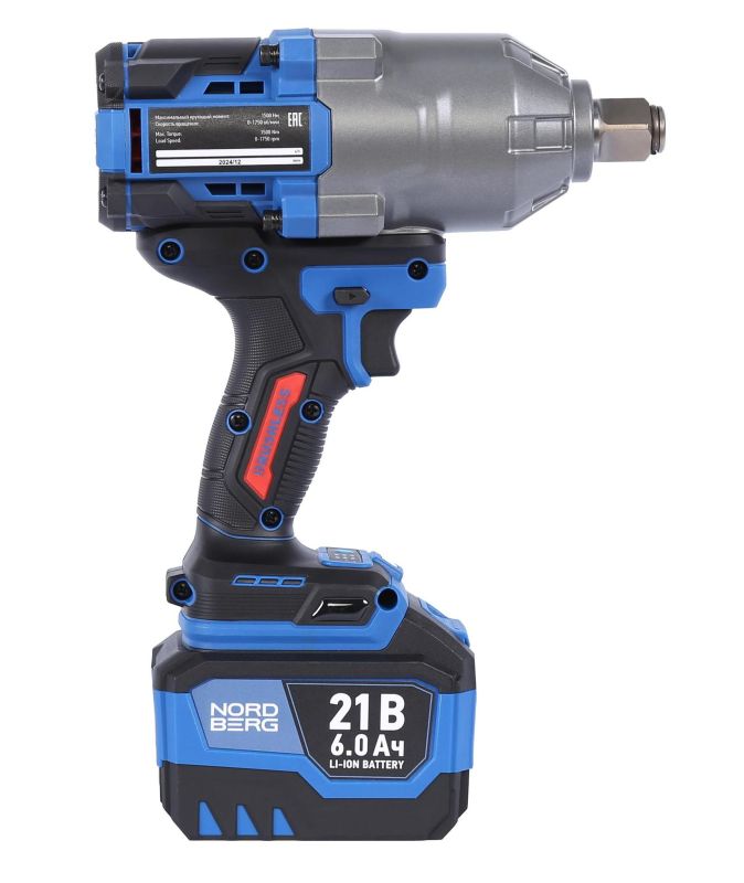 Гайковерт аккумуляторный ударный NORDBERG NE806K-3/4, 3/4", 1500 Нм, в кейсе