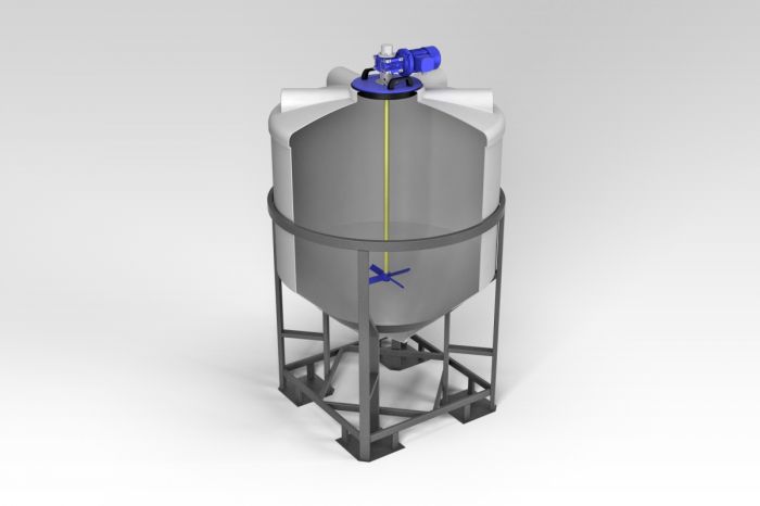 Емкость конусообразная ЭкоПром ФМ 1000, в обрешетке, с лопастной мешалкой, 1000 литров